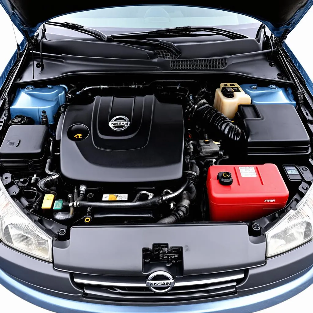 Engine bay of a 2002 Nissan Altima